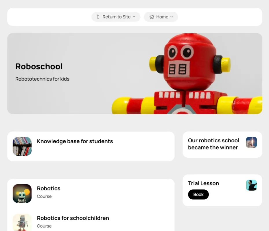 Приклад особистого кабінету для онлайн-школи - Roboschool